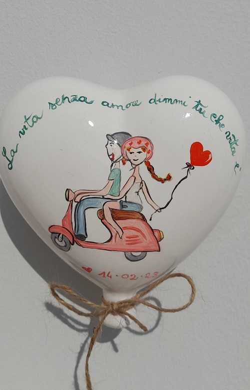 Palloncino Cuore personalizzabile H16cm ceramica - immagine 51